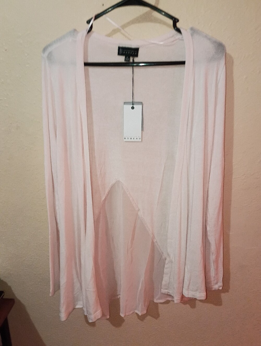 NWT bobeau SIZE M Pale Pink Open-Front Draped Cardigan